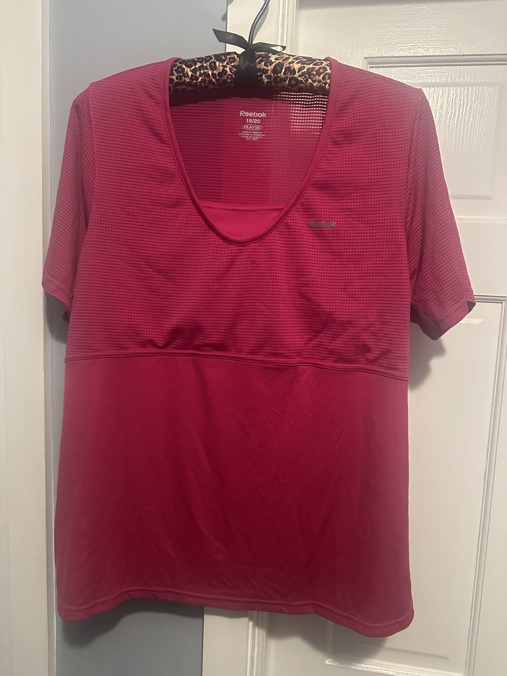 Reebok Women's Berry Pink Short Sleeve V-Neck Performance Top